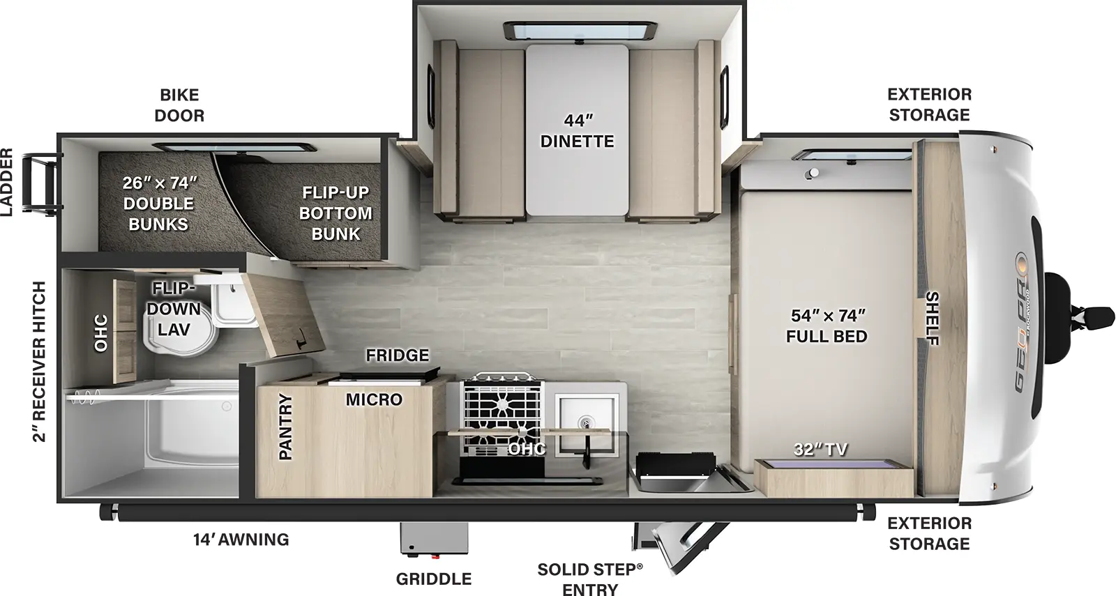 Geo Pro G20BHS Rockwood Floorplan Forest River RV